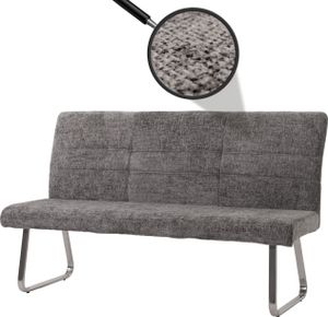Sitzbank MCW-G55, Esszimmerbank Bank, Edelstahl gebürstet Stoff/Textil Chenille , 180cm  dunkelgrau