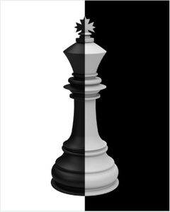 Wallario Poster - Schachfigur schwarz-weiß, Kunstdruck Größe: 40 x 50 cm