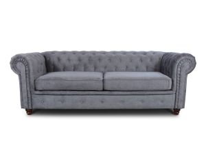 Sofa Chesterfield Asti 3-Sitzer, Couchgarnitur 3-er, Sofagarnitur, Couch mit Holzfüße, Polstersofa - Glamour Design (Grau (Capri 09))