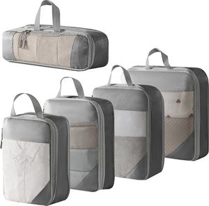 Packwürfel Set mit Kompression, Leichte Packing Cubes, Packtaschen Set, Koffer Organizer, Kofferorganizer (Grau, 5-teilig) Packwürfel Set mit Kompression, Leichte Packing Cubes, Packtaschen Set, Koffer Organizer, Kofferorganizer (Grau, 5-teilig)