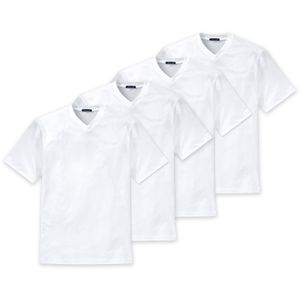 SCHIESSER Herren American T-Shirt 4er Pack - 1/2 Arm, Unterhemd, V-Ausschnitt Weiß 2XL