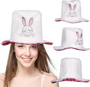 Osterhase Dekorativer Bowlerhut Samtige Hasenöhrchen Bowlerhut (Rot)
