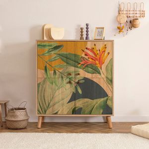 Skříňka, designová, barevná Multilüx Saka, Sonoma, Zelená, Žlutá