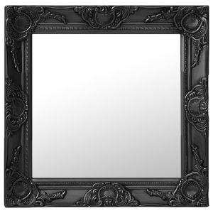 Barockspiegel "3002665" aus Holz und Glas in Schwarz. Abmessungen (BxH) 50x50 cm