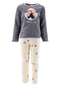 Frozen - Die Eiskönigin Fleece Schlafanzug Kinder Pyjama Elsa Anna, Farbe:Grau, Größe Kids:110