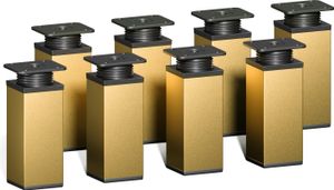 8er Set sossai® moderne Möbelfüße in Gold 100mm höhenverstellbar Schrankfüße Sockelfüße