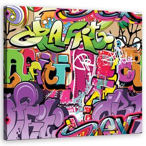 Feeby Wandbild Graffiti Street Art 40x40 Leinwandbild auf Vlies Bilder Bild