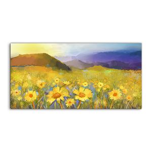Coloray Canvas 120x60  Wandbild Leinwand Bilder Gänseblümchen Sonnenuntergangs Dorf