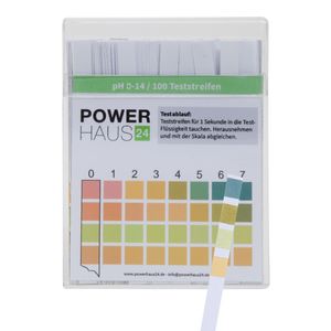 POWERHAUS24 Wasser pH Teststreifen, Messbereich von pH 0 bis 14, 100 Stück