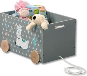 Kinderzimmer-Aufbewahrung KESPER Spielzeugkiste mit Rollen, 50 x 35 x H30, Motiv: "Alpaka", 1770413