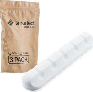 smartect Kabelhalter selbstklebend 5-Slot zum befestigen von USB-, Strom- und Ladekabeln, Weiß, 3 Stück