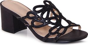 topschuhe24 3088 Damen Glitzer Pantoletten Sandalen, Farbe:Schwarz, Größe:40 EU