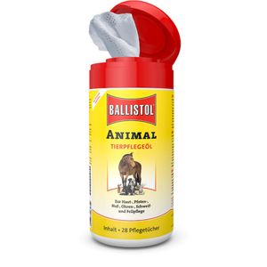 Ballistol Animal Tierpflegeöl Spenderbox, Spender-Box mit 28 großen Pflegetüchern, EURO