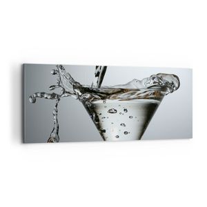 Bild auf Leinwand - Leinwandbild - Glas Wasser Mineralwasser Blasen - 100x40cm - Wand Bild - Wanddeko - Leinwanddruck - Bilder - Kunstdruck - Leinwand bilder - Wandkunst - AB100x40-0388