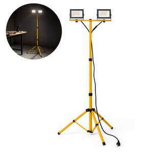 MasterLED Baustrahler Tiga mit Stativ 2x30W 4800lm – Arbeitsleuchte IP65 Neutralweiß 4500K für Baustelle & Werkstatt