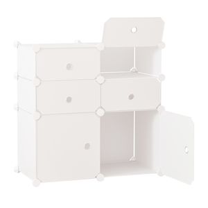 HOMCOM Regal mit Aufbewahrungsboxen, Schrank, Kleiderschrank, Kunststoff, Stahl, Weiß, 75 x 37 x 73 cm