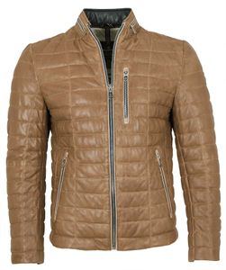 Milestone - Herren Echtleder Lederjacke Steppjacke Lammnappa taupe