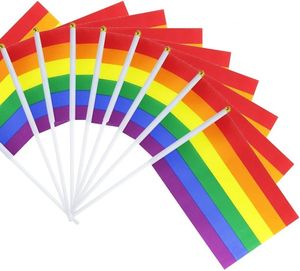50 Stück Regenbogen Flagge Klein Gay Pride Flag Regenbogen Pride Flagge Regenbogenflagge LGBTQ Flagge Regenbogen Party Parade Dekoration