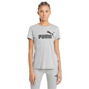 PUMA Damen T-Shirt - ESS Logo Tee, Rundhals, Kurzarm, uni Grau S