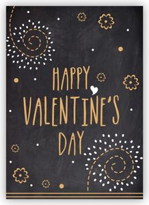 Tolle Retro Liebeskarte, Valentinskarte in Tafel Optik: Happy Valentine's day