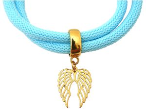 Gemshine - Damen - Armband - Wickelarmband - 925 Silber - Vergoldet - Flügel - Blau