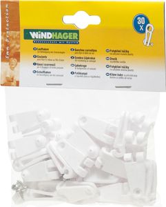Windhager 10701 Laufhaken, Zubehör für Seilspannmarkise / Sonnensegel, weiß (30er Pack)