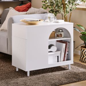 SoBuy FBT135-W Druckertisch Druckerständer Druckerschrank Aktenschrank mit Fächern Bürotisch Beistelltisch Bürocontainer Weiß BHT ca. 35x60x70cm