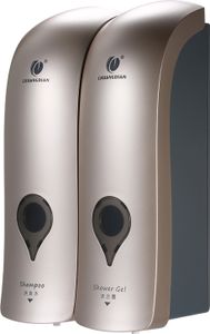 CHUANGDIAN 300ml * 2 Wandmontage Doppelkopf Manuelle Seifenspender Duschgel Fluessiges Shampoo Dispenser Halter fuer Hotel Home Bad - Champagner Gold