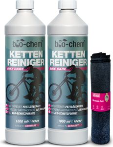bio-chem Kettenreiniger Fahrrad flüssig - Antriebsentfetter – 2x1000 ml - Effektiv & biologisch abbaubar - Für die materialschonende Reinigung der Fahrradkette, Kassette, Ritzel und Bremsbeläge