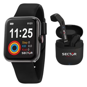 SECTOR S-03  Smartwatch 43.5*36.5 DIGITAL BLK SIL S+EARPHONE R3251282004