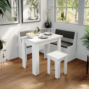 Vicco Eckbankgruppe Roman, 120 x 120 cm Ohne Tisch, Weiß/Anthrazit