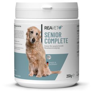 REAVET Senior Complete Pulver, alte Hunde 250g - Hund Senior Nahrungsergänzung, Mineralien, Vitamine für Hunde, Senioren Futter