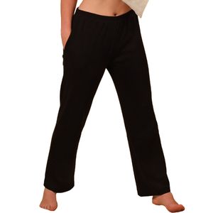 HERMKO 984 Homewear Hose für Damen und Herren aus Bio-Baumwolle, Kur, Gymnastik mit Tasche, Farbe:schwarz, Größe:44/46 (L)