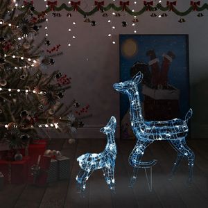vidaXL Rodzina reniferów LED Dekoracja świąteczna akrylowa 160 LED zimna biel