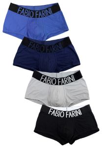 Fabio Farini - 4 Stück Herren Unterhosen - Retroshorts aus atmungsaktiver Baumwolle im sportlichen Look mit breitem Logoschriftzug Größe: M