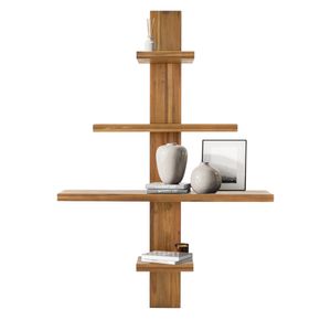 ML-Design Wandregal mit 4 Ebenen, 90x133,5x25 cm, Braun, aus massives Akazienholz, robust und kratzfest, für Wohnzimmer Büro Schweberegale