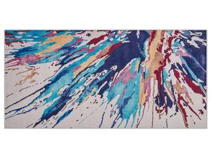 Teppich Bunt Polyester 80 x 150 cm Kurzflor Aquarell Design Bedruckt Rechteckig