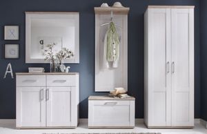 ***  *** ROMANCE Garderobe Set Komplettset Garderobenkombination Weiß