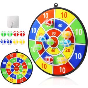Kinder Klett Dartscheibe für drinnen und draußen zum Aufhängen inkl. 8 bunten Bällen, Dart Spiel Klett Scheibe, Dart Wurf Spiel Scheibe für Groß und Klein Jungen Mädchen, Sicher für Kinder, 36cm
