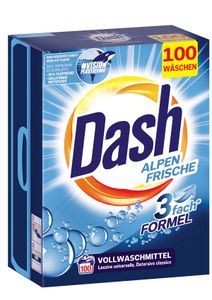 Dash® Alpen Frische Pulver I Vollwaschmittel für weiße Wäsche I 100 Waschladungen I frische, strahlend reine Wäsche | 6,5 kg