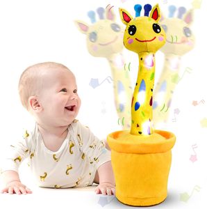 Tanzender Giraffe Elektrisches Tier Plüschtier, Batterie Singender Sprechender Kaktus Kuscheltiere mit 120 englischen Liedern, LED Spielzeug Geschenk für Jungen, Mädchen
