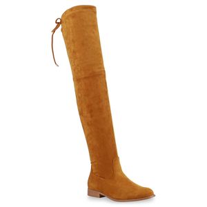 Mytrendshoe Damen Overknees Stiefel Boots Langschaftstiefel 825731, Farbe: Dark Yellow, Größe: 39