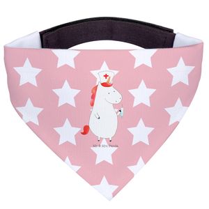 Mr. & Mrs. Panda Hundehalstuch M Einhorn Krankenschwester - Rot Pastell - Geschenk, mittel, Krankenschwester Dankeschön, Einhörner, Krankenhaus, Pegasus, Einhorn Deko