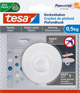tesa Klebehaken Deckenhaken selbstklebend mit Powerstrips, wiederverwendbar