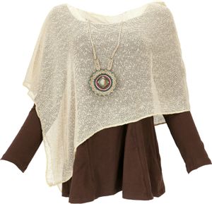 Goa Poncho, Sommerponcho, Festival Poncho, Pixi Poncho - Beige, Damen, Creme-weiß, Baumwolle, Jacken, Mäntel & Ponchos Goa Poncho, Sommerponcho, Festival Poncho, Pixi Poncho - Beige, Damen, Creme-weiß, Baumwolle, Jacken, Mäntel & Ponchos