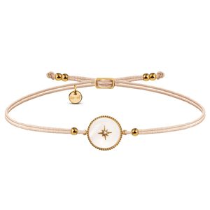 Armband Gold Polarstern Perlmutt - SIA ◦ Makramee-Faden Farbe Beigeschimmer / silber vergoldet