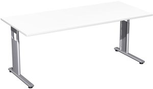 C-Fuß Flex Schreibtisch, gerade, höhenverstellbar, verschiedene Größen und Farben, FarbeNachbildung:Weiß, Größe Tischplatte:180 x 80 cm
