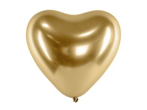 6 Herzluftballons metallic gold