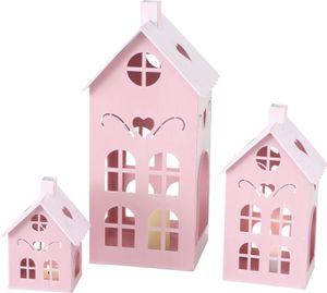 3tlg Set Laterne Kufstein rosa Teelichthaus Windlicht Kerzenhalter Weihnachten