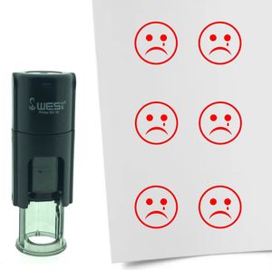 CombiCraft Selbstfärbender Stempel 'Trauriger Smiley' in der Farbe Rot, Ø10mm